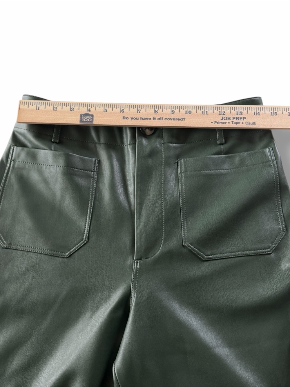 Anthropologie Maeve The Colette Faux Leather Wide Leg Pants Moss Green Size 30 - Picture 10 of 11
